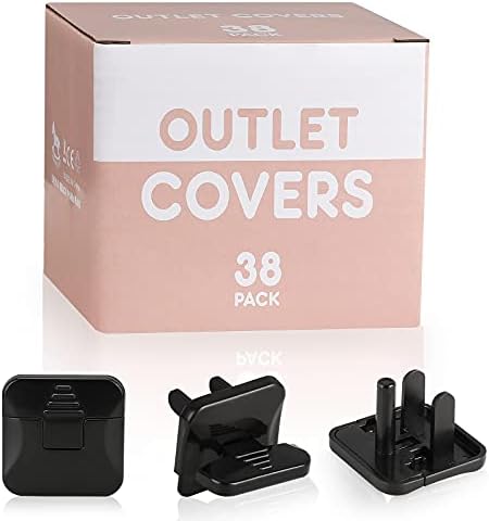 Outlet Covers Babepai 38-Pack Black Child Proof Electrical Protector Safety Improved Baby Safety Plug Covers