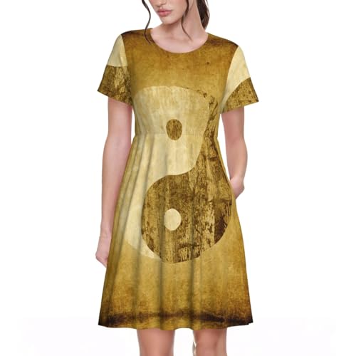 Robe à manches courtes Yin Yang : la jupe trapèze fluide qui libère vos mouvements