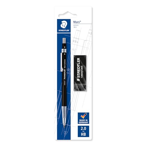 STAEDTLER 780 C BKP6 Mars Technico ołówek sprzęgła z wbudowaną temperówką - HB, szerokość linii 2 mm (opakowanie 1 + darmowa gumka do ścierania)
