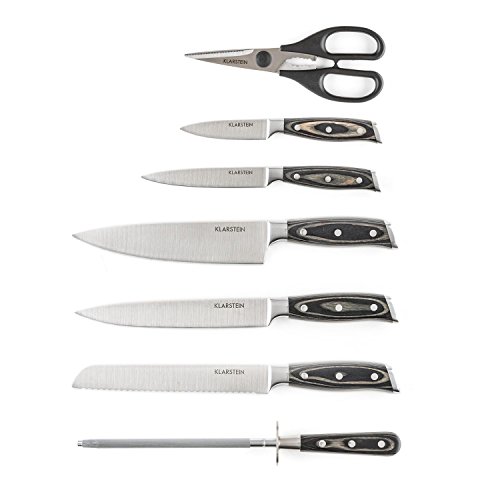 Messerblock Klarstein Katana 8-teilig aus Edelstahl mit Profi Messer-Set