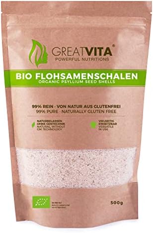 Flohsamenschalen gemahlen Bio 99% rein - 500g | Psyllium Husk Powder, reich an Ballaststoffen für bewusste Ernährung & vielseitige Anwendung | EU-Bio zertifiziert - vegan & glutenfrei