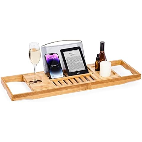 Woodluv Luxury Extendable Bath Caddy Tray Cover