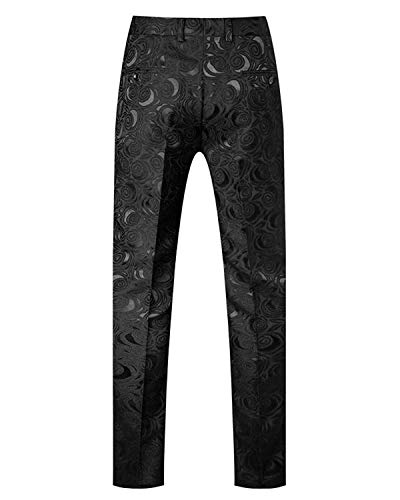Wemaliyzd Men's Slim Fit Flat Front Patterned Suit Pants Expandable Waist2