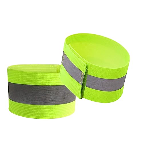 POPETPOP 2 Pcs High Visibility Reflective Safety Wristbands Fluorescent Green Bands for Night Running Hiking Cycling Reflective Bands for Enhanced Security and Visibility