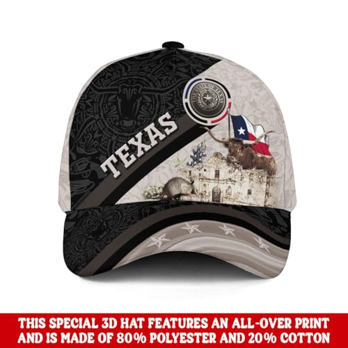 Image of Texans Caps for Men - Texas Baseball Cap and Hat - Texans Flag Cap