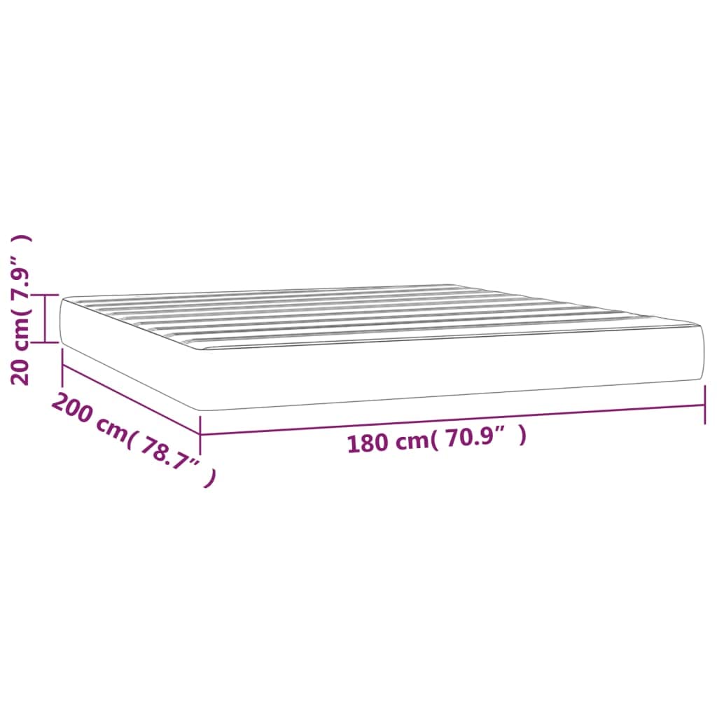 Materasso a molle insacchettate medio grigio chiaro, 180 x 200 x 20 cm, tessuto con rivestimento traspirante, comfort ergonomico, adatto per letto matrimoniale e per chi dorme sulla schiena