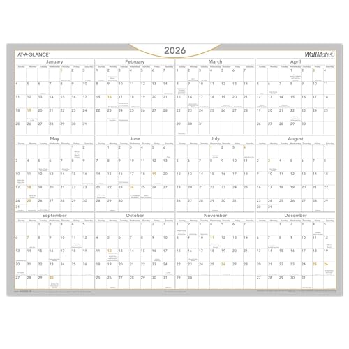 AT-A-GLANCE® 2026 WallMates Self-Adhesive Dry-Erase Yearly Calendar, Large, 24" x 18"