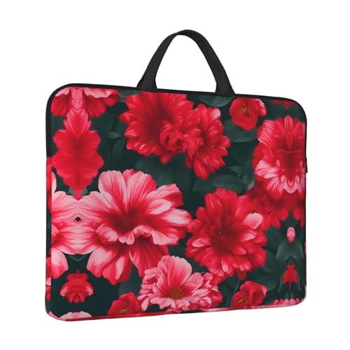 Funda para laptop 14in flores rosas con asa y bolsillo miniatura 4