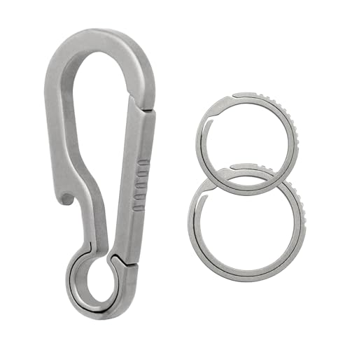 PJYTAC Titanium Carabiner Clip Small Hook EDC Small Heavy Duty Keychain Clips Anti-Lost Quick Release Key Chain for Keys Bottle Opener Keychains