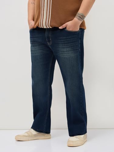 Image of Urbano Plus Men's Regular Fit Heavy Washed Denim Jeans Stretchable
