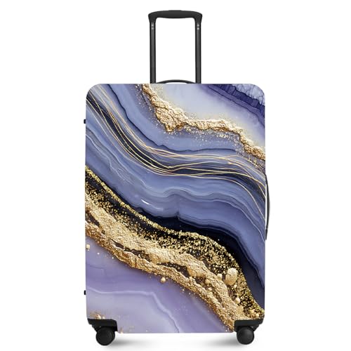 FOREVER QUEEN Luxury Golden Purple Marble Luggage Cover Suitcase Protector Suitcase Cover Anti-Scratch,Stretchable Bag Cover Washable Durable Polyester