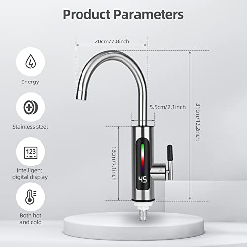 Rubinetto per Acqua Calda e Fredda, Rubinetto Elettrico in Acciaio Inox, Indicatore di Temperatura a LED, Rubinetto da Cucina, Rubinetto da Cucina con Scaldabagno Istantaneo, Rubinetto Girevole a 360° Rubinetto per Acqua Calda e Fredda, Rubinetto Elettrico in Acciaio Inox, Indicatore di Temperatura a LED, Rubinetto da Cucina, Rubinetto da Cucina con Scaldabagno Istantaneo, Rubinetto Girevole a 360°