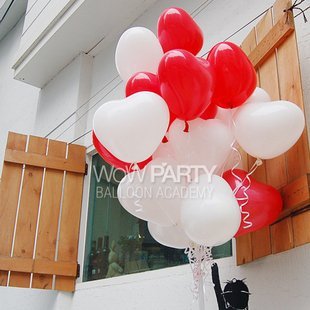 12 Inch White & Red Heart Shape Balloons Helium Balloons 50 Pcs/lot