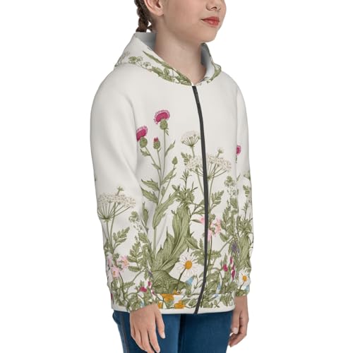 Herbs and Wildflowers Kid Hoodies Boys Zip Up Sweatshirts Girls Pullover with Pocket4