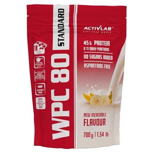 Activlab Protein Pulver - WPC 80 Molkenprotein Whey Protein - Muskelaufbau - ohne Zuckerzusatz - 700 g Banane