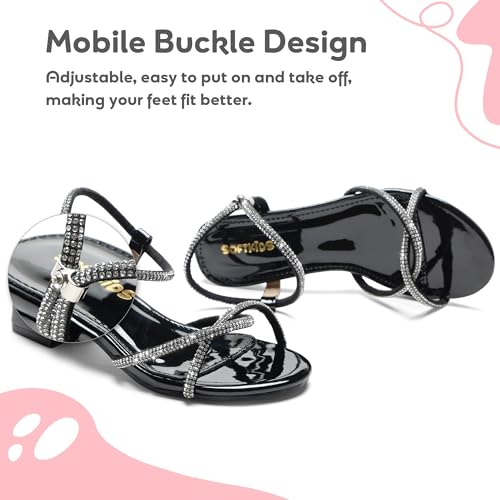 Image of Girls Sandals Low Heels Girl Dress Shoes Open Toe Flower Girl Wedding Party for Toddler Little Big Kid