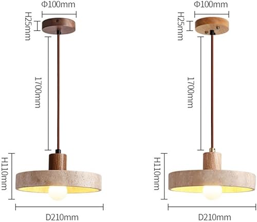 Miniatura 4 de Japanese Wabi-Sabi Dining Room Pendant Lights, 8.3IN Yellow Travertine Shade Ceiling Hanging Lighting, Modern Wood Chandelier for Kitchen Island