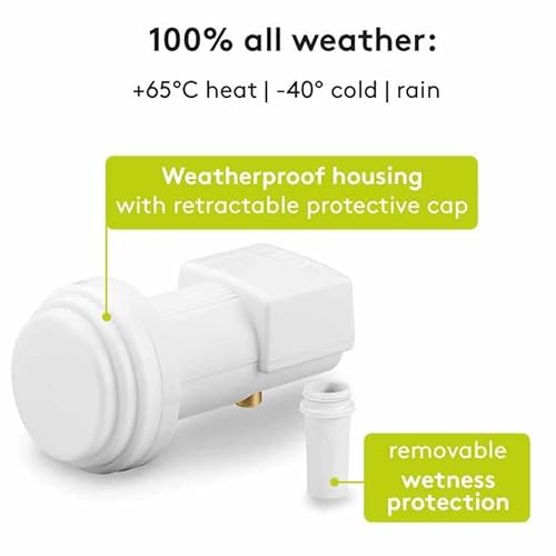 TECHZOCO Conversor LNB Universal, LNB para Antena parabolica, Universal Single LNB, LNB Sat Digital (DVB-S2), Ruido 0,1 dB, 8K, 4K, UHD, HDTV, 3D, Impermeable, Conexión F Chapado en Oro - imagen 6
