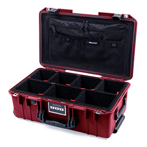 Pelican Oxblood & Black 1535 air case with TrekPak dividers & Combo-Pouch lid Organizer.