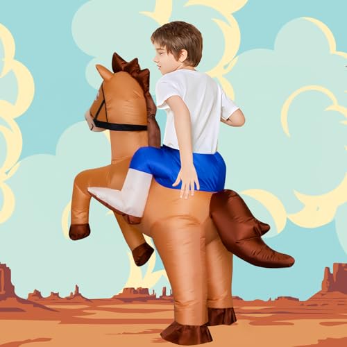 Disfraz inflable de caballo Stegosaurus para niños miniatura 4