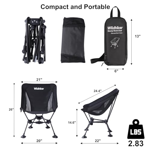 Wildhiker Silla Compacta Plegable para Camping SteadyMode, Portátil – Negro miniatura 3