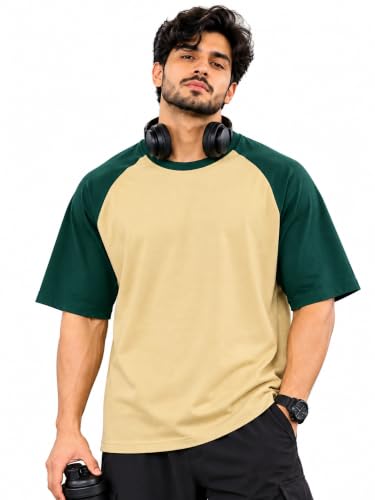 Image of Oversized T Shirt for Men Gym, Gym T Shirts for Men Workout Oversized, Cotton Blend, Color Blocked (Pack of 1)