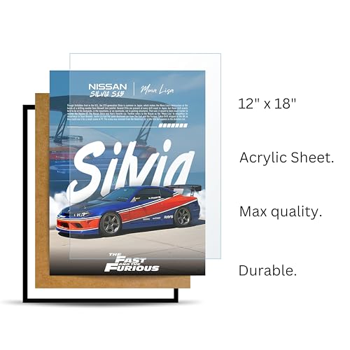 Image of Posternet NISSAN Silvia S15 Wall Poster Frames | 12x18 inch | Fast and Furious Themed JDM Cars | Hanging Wall Artwork Frames for Living Room, Bedroom, Office and Etc