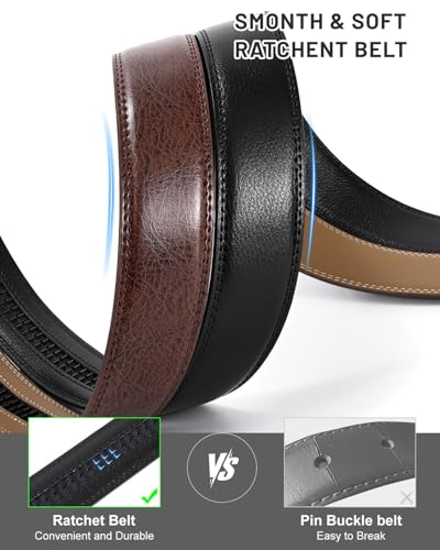 Image of BELTROAD Ratchet Belt Strap for Men Leather Belts Without Buckle | Only 1 3 /8 inch Replacement Belt Strap for 1.5 inch Buckle Men's Adjustable Leather Ratchet Belt for Jeans Pants Dress Casual Gifts