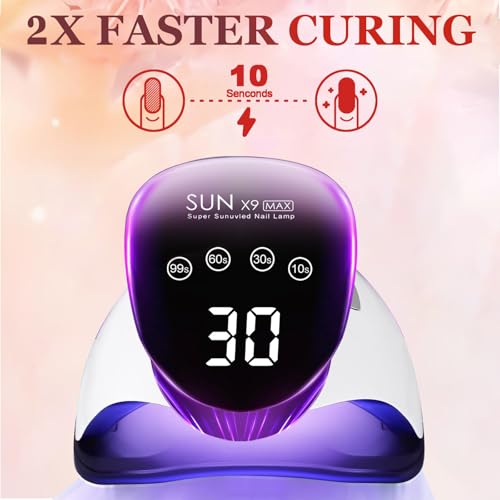 OHVBAEON UV Nail Lamp,220W UV Lamps for Gel Nail 57 Beads Nail Dryer with Touch Screen Automatic Sensor and 4 Timers Portable Handle Nail Art Light Tool Professional Nail Dryer for Home and Salon Use