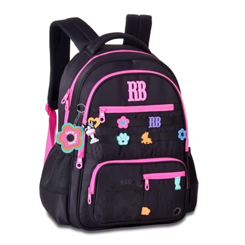 Mochila de Costas Rebeca Bonbon Flower Power Escolar Faculdade Trabalho RB Preto