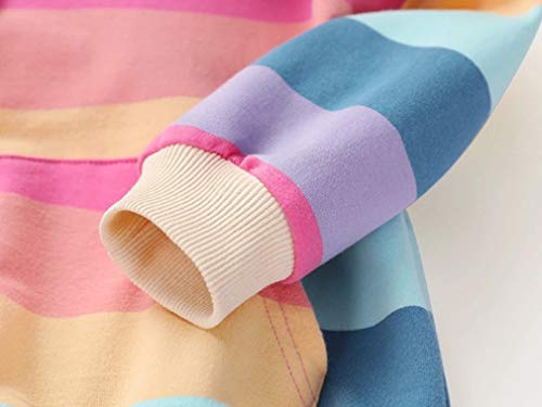 Kids Baby Girl Rainbow Color Matching Hooded Sweatshirt Tops Casual Hoodie With Pocket Fall Winter (Rainbow, 2-3T) #TOP5