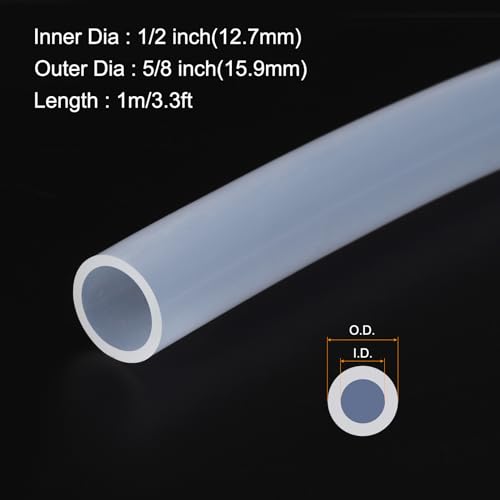 Image of 3.3ft 1 /2 inch ID x 5 /8 inch OD Silicone Tubing Clear 12.7mm x 15.9mm Industrial Plastic Tubing Pure Silicone Hoses for Pump Siphoning Draining Irrigation Brewing