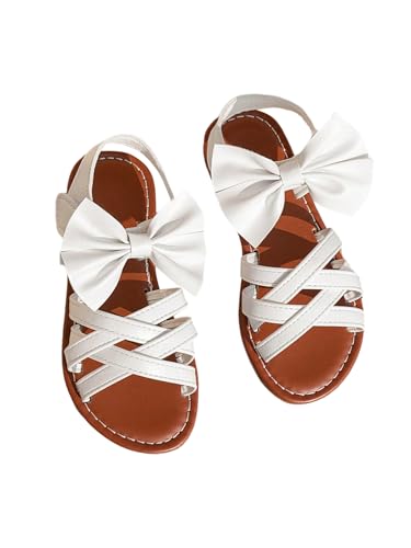 GORGLITTER Girl's Cute Strappy Bow Sandals Open Toe Ankle Strap Criss Cross Dressy Vacation Slides