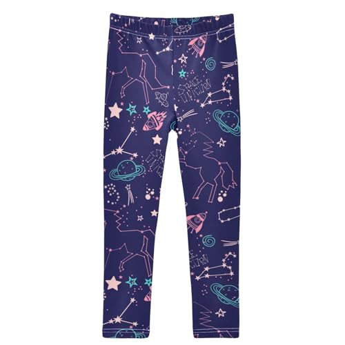 Girls' Leggings Star Unicorn Space Ankle Length Printed Leggings Comfort Pants for Kids 4-10 Years