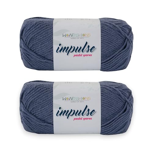 Image of WOAFashions Impulse Hand Knitting & Crochet Yarn, Premium Acrylic, 4 : Medium (Anchor Grey) (2x100gms / 3.5oz / 200mtr / 218yds)