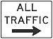 NMC TM536J All Traffic Sign - 24 in. x 18 in. Reflective Aluminum Sign with Right Arrow Graphic, Black Text on White Base