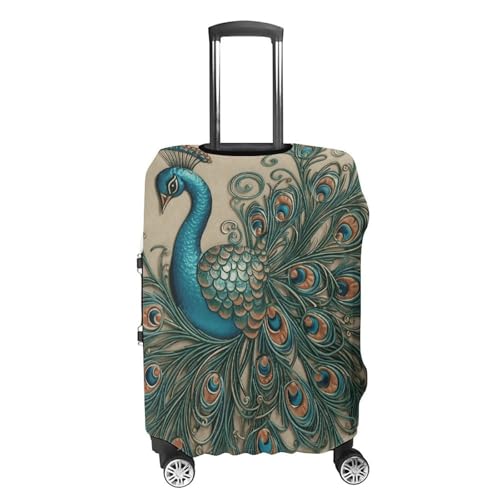 Peacock Pattern Luggage Cover, Elastic Luggage Protector Fits 19-32in Suitcases, Washable & Anti-Scratch Suitcase Cover for Men Women S4