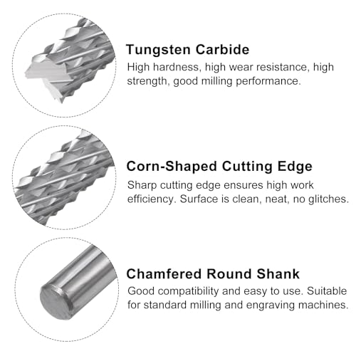 QUARKZMAN Hartmetallfräser 5mm Schaft, 6-Flöten CNC Fräser für Edelstahl, Verbundwerkstoffe und Legierungen, Silber