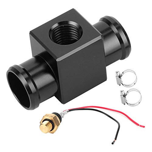 Akozon Agua del termostato Adaptador de manguera de radiador Interruptor de temperatura Refrigerante del radiador Sensor de temperatura del ventilador para motocicleta ATV todoterreno(Negro)
