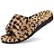 Litfun Women's Orthopedic Slippers with Arch Support Adjustable Open Toe House Shoes for Plantar Fasciitis, Leopard Brown 39 (Size 8.5-9)