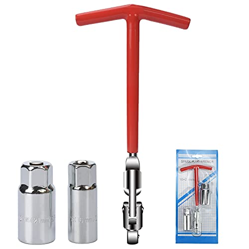 Set Chiavi Per Candele Auto - 2 Bussole Da 16mm E 21mm Con Manico A T - Acciaio Inox Con Impugnatura In Gomma