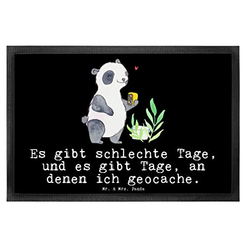 Mr. & Mrs. Panda 40 x 60 cm Fußmatte Panda Geocaching Tage - Geschenk, Gewinn, Dankeschön,...