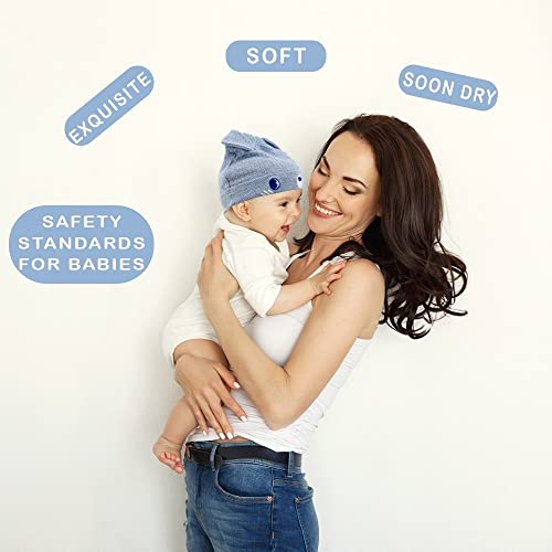 Dokma Organic Cotton Toddler Hat Set 3 Cute Animal Ears Design, Beanies For Baby Boys And Girls 0-6 Months Light Gray & Blue #TOP5