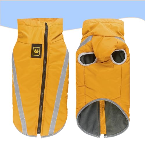 DoggieKit Hundejacke Wasserdichter Hundemantel Reflektierende Wintermantel mit Fleecefutter Winddichtes Wintermantel Hundepullover Hundekleidung für Kaltes Wetter Winter Warm Hunde Winterweste Jacken