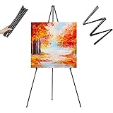 REALlWAY 63' Folding Easel Stand for Display,Adjustable Floor Poster Easel for Arts,Pictures,Paintings,Telescoping Black Metal Easel Fit for Signs at Exhibition,Lobby,Holds 5lbs,1Pack