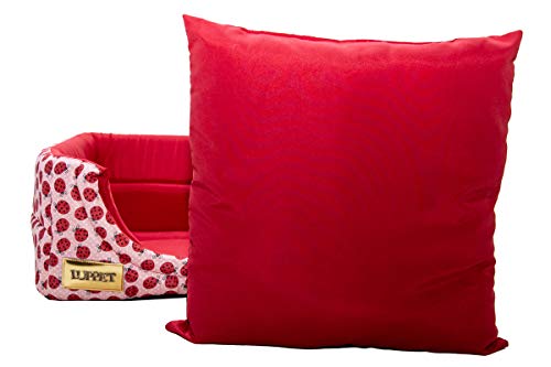 Toca e Cama Luppet 2 em 1 com Almofada para Cachorro ou Gato de 6kg a 12kg Vermelho Joaninha G