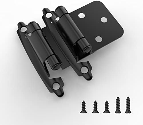 Furniware 1/2" Overlay Cabinet Door Hinge, 5 Pairs(10 Pack) Flush Face Mount Cupboard Self-Closing Cabinet Hinges for Decorative Kitchen Cabinet Hinges-Matte Black