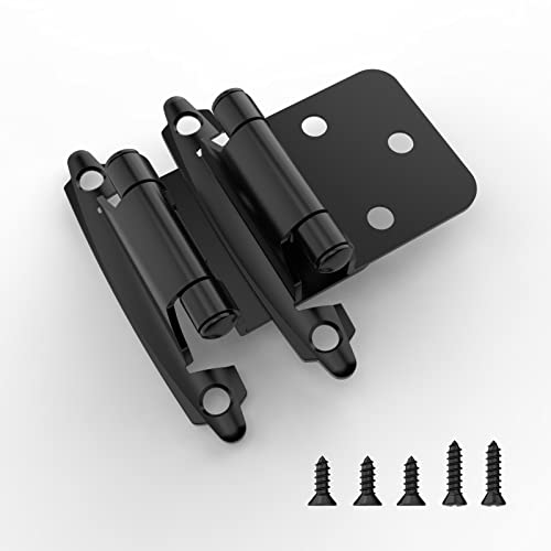 Furniware 1/2" Overlay Cabinet Door Hinge, 5 Pairs(10 Pack) Flush Face Mount Cupboard Self-Closing Cabinet Hinges For Decorative Kitchen Cabinet Hinges-Matte Black #TOP21
