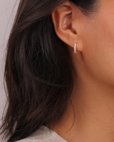 Moissanite Huggie Earrings Set for Women, 1.6CT(cttw) D Color VVSI Clarity Round Cut Hoop Earrings 18k White Gold Plated 925 Sterling Silver4