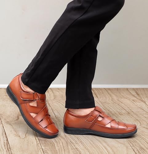 Image of BRUTE Faux Leather Sandals for Men | Fisherman Sandals | Closed Sandals